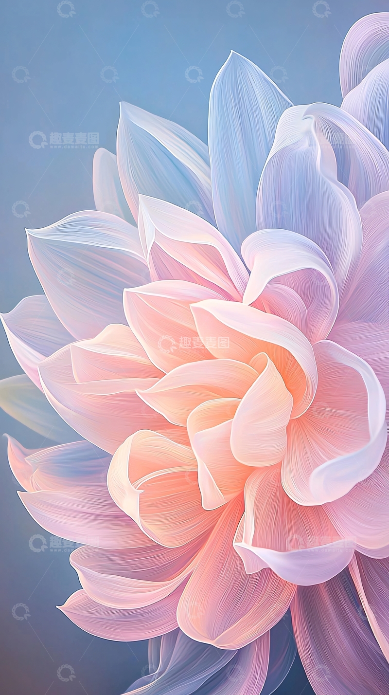 高清大图下载【趣麦麦图】粉色蓝色渐变柔美花朵