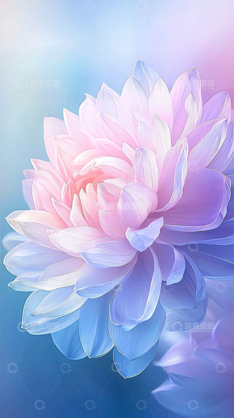 高清大图下载【趣麦麦图】粉色和蓝色渐变的大丽花
