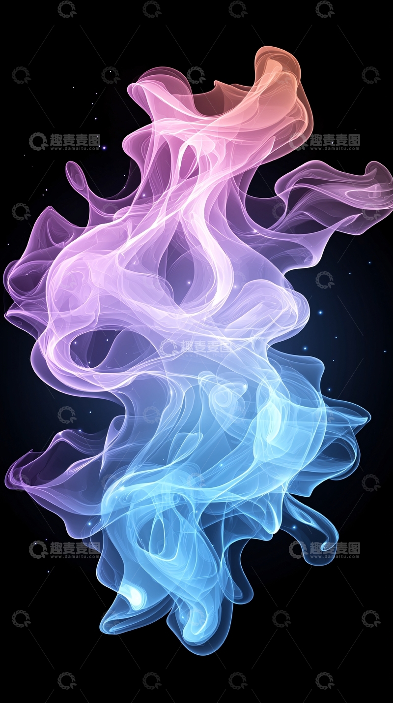 高清大图下载【趣麦麦图】彩色烟雾在黑暗背景中