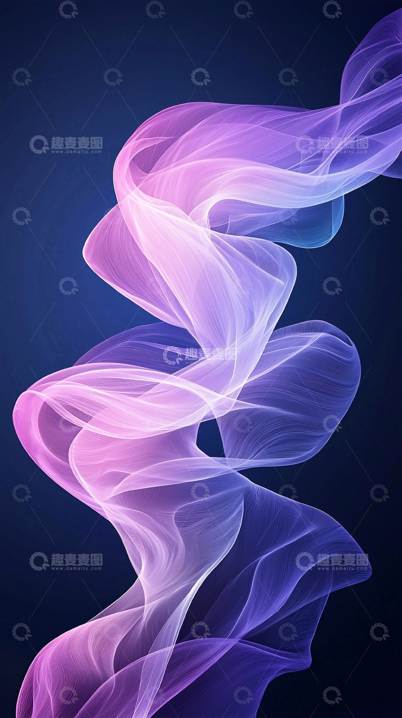 高清大图下载【趣麦麦图】抽象紫色丝带舞动