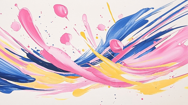 高清大图下载【趣麦麦图】粉蓝黄交织的抽象画