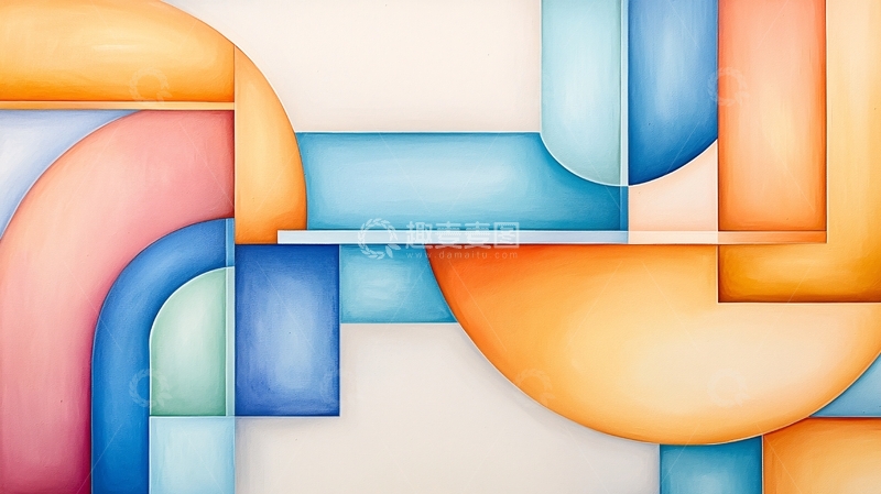 高清大图下载【趣麦麦图】抽象几何水彩背景