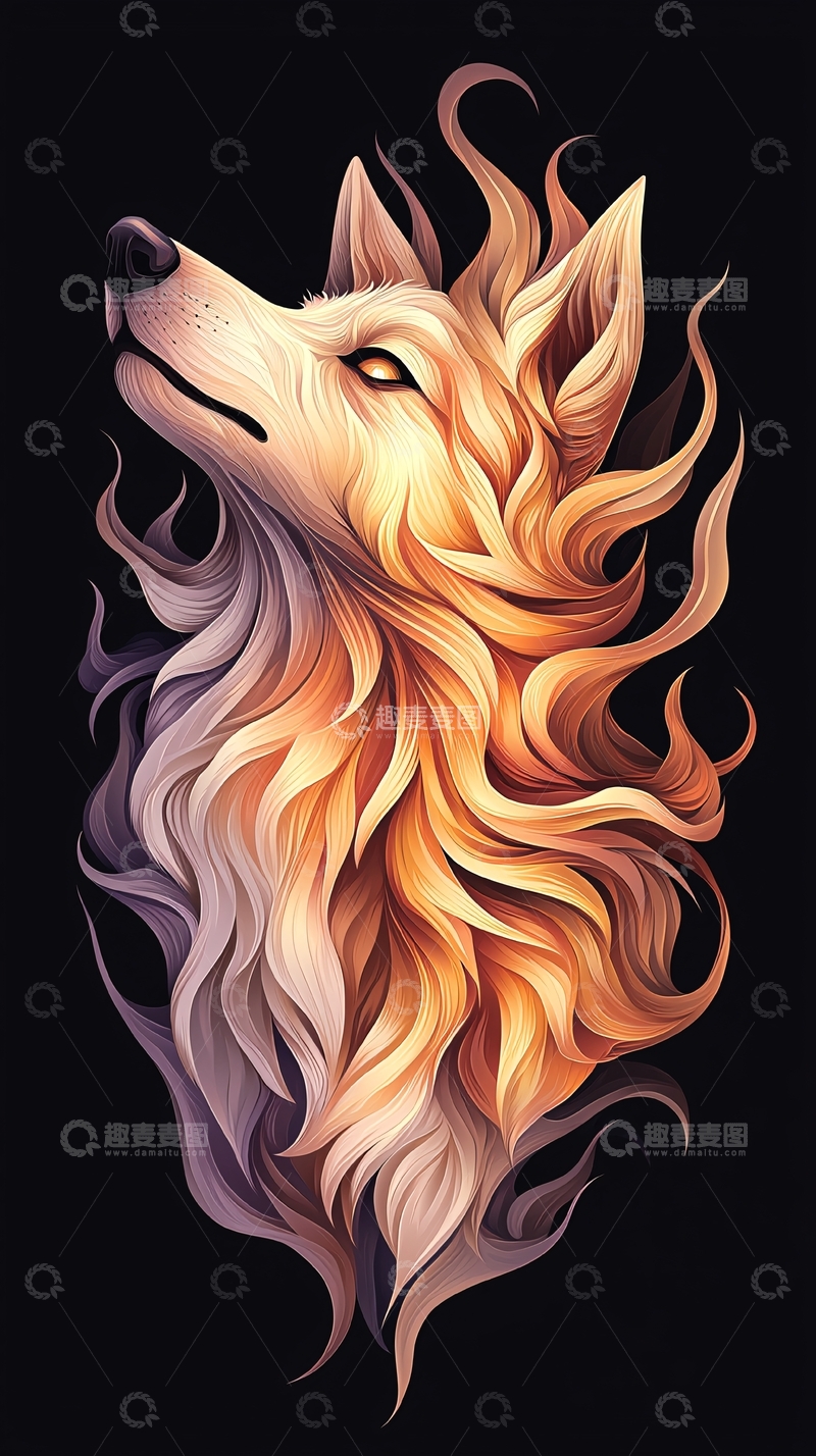 高清大图下载【趣麦麦图】抽象狼头高清图片