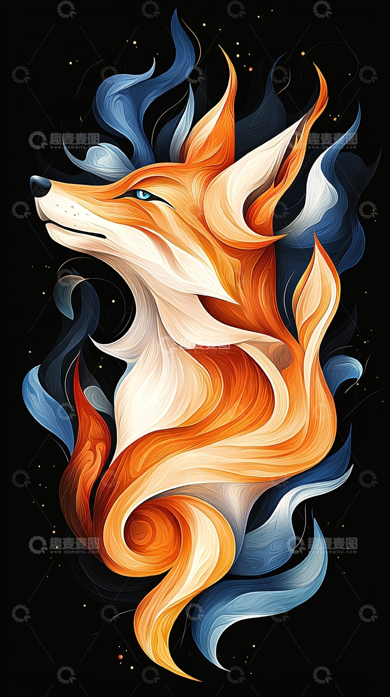 高清大图下载【趣麦麦图】抽象风格的狐狸画像
