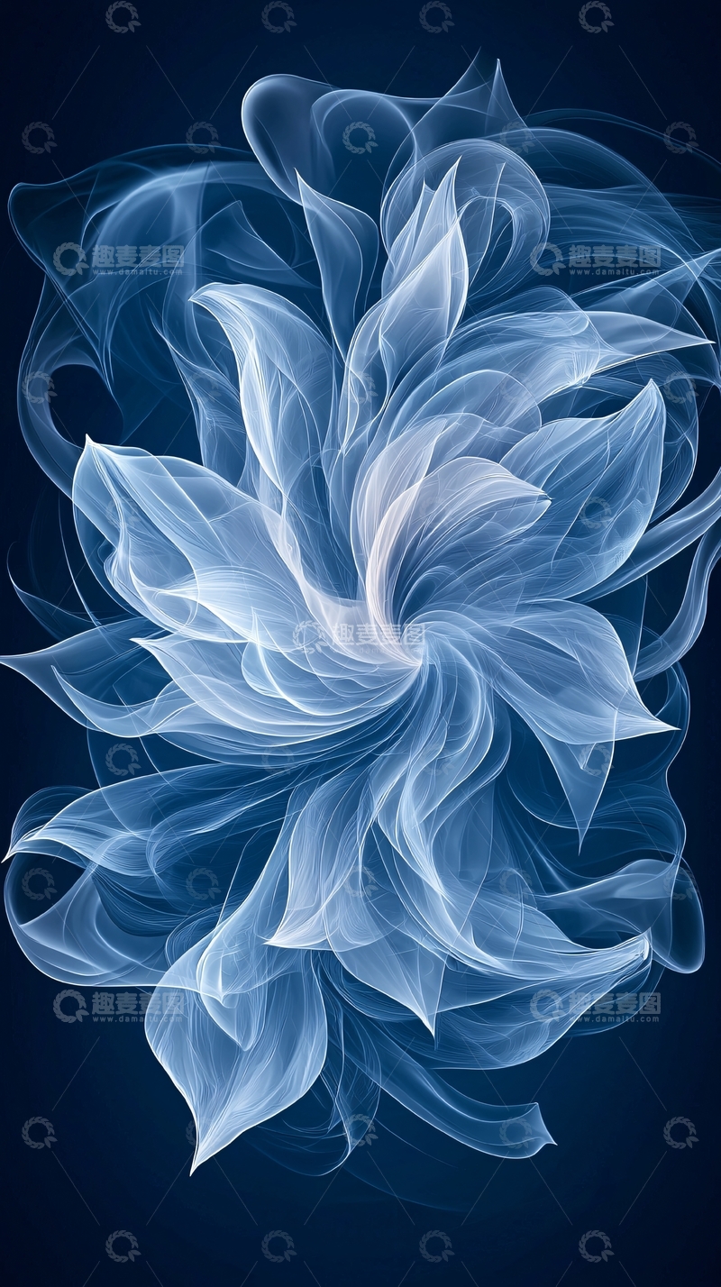 高清大图下载【趣麦麦图】蓝色烟雾形成的花朵