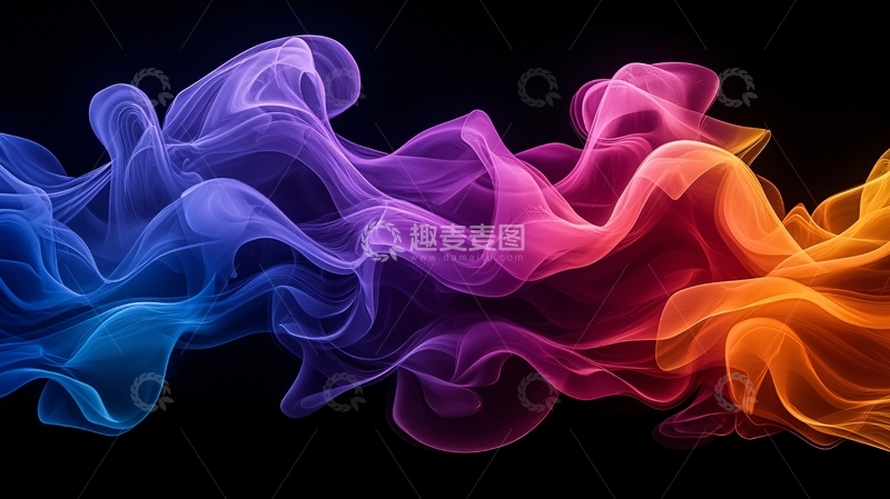 高清大图下载【趣麦麦图】彩色烟雾在黑色背景上