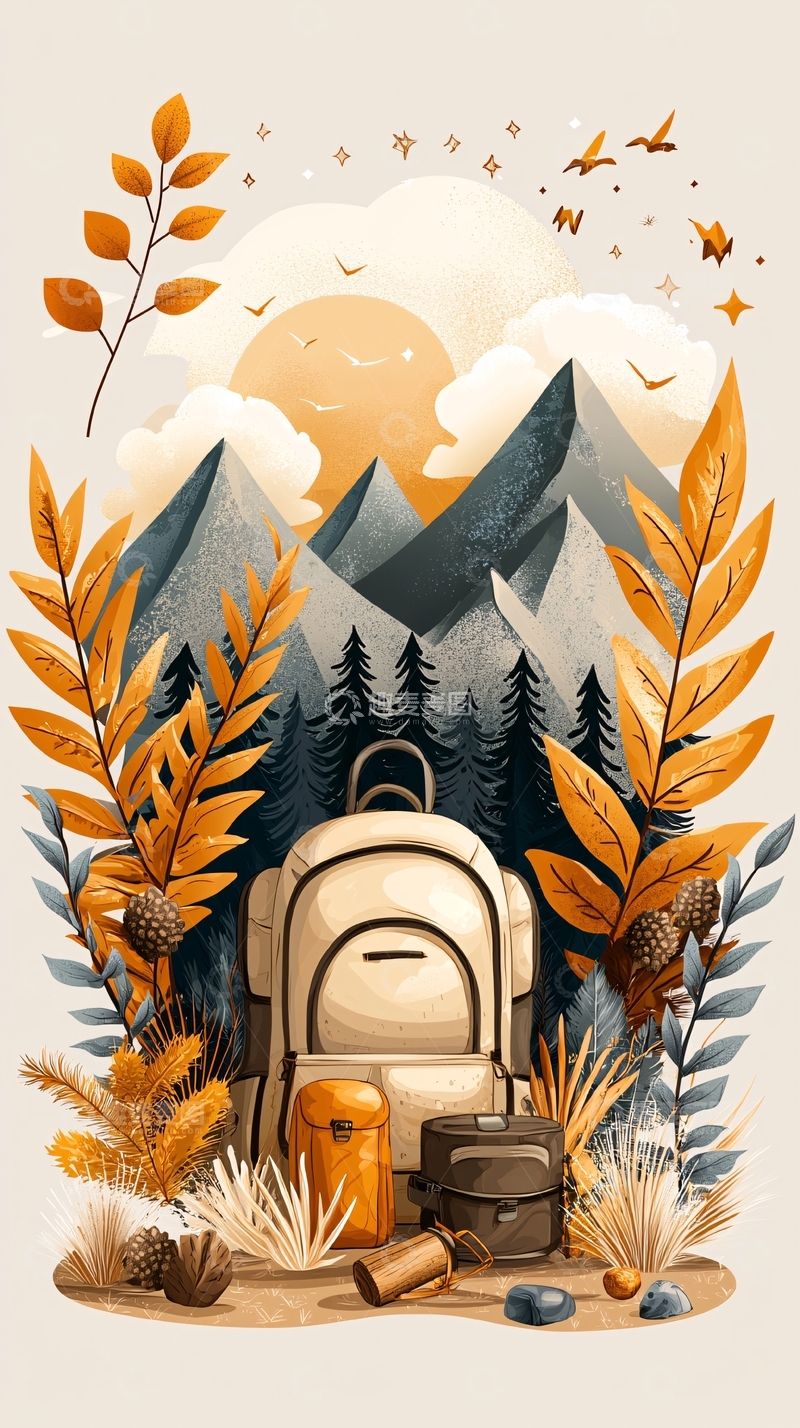 高清大图下载【趣麦麦图】秋日山野背包旅行