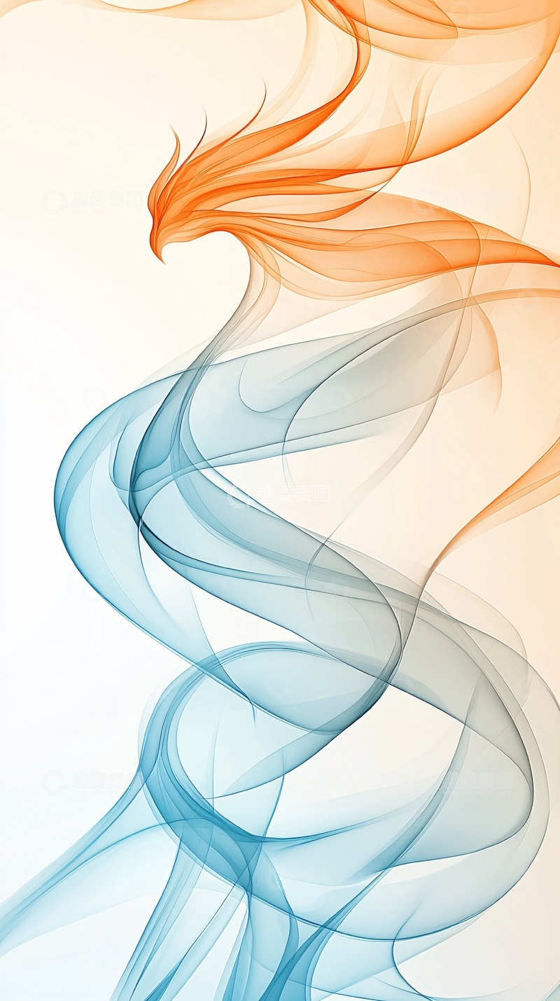 高清大图下载【趣麦麦图】蓝色和橙色烟雾螺旋