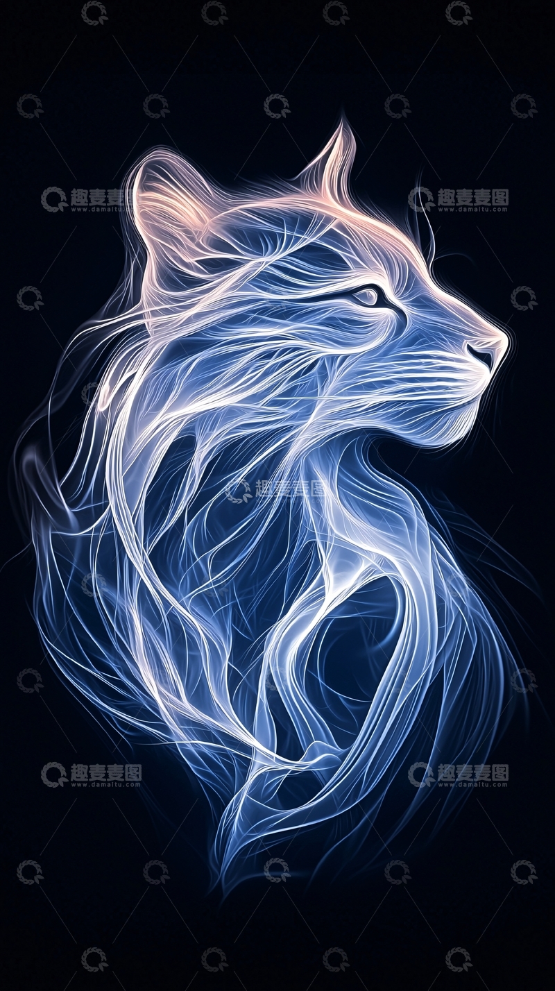 高清大图下载【趣麦麦图】光影勾勒的蓝色猎豹