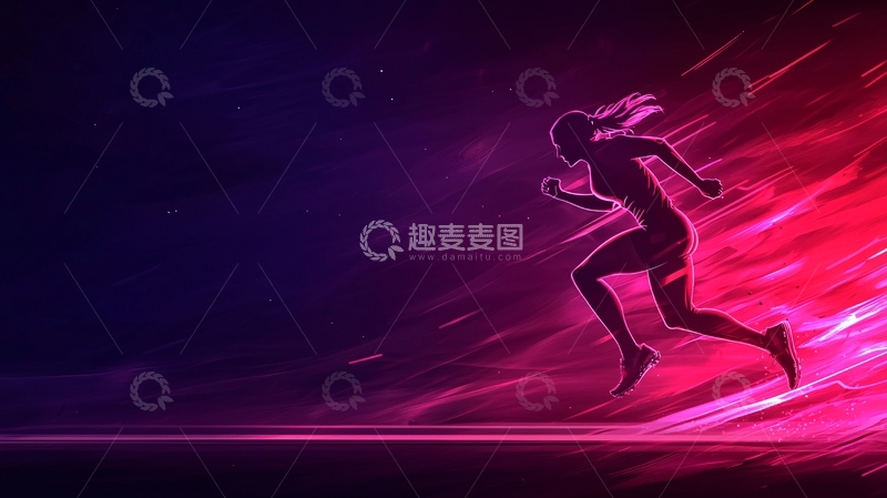 高清大图下载【趣麦麦图】奔跑的女性剪影