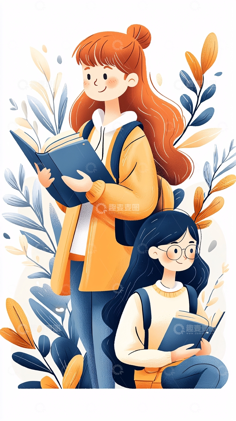 高清大图下载【趣麦麦图】母女读书温情场景