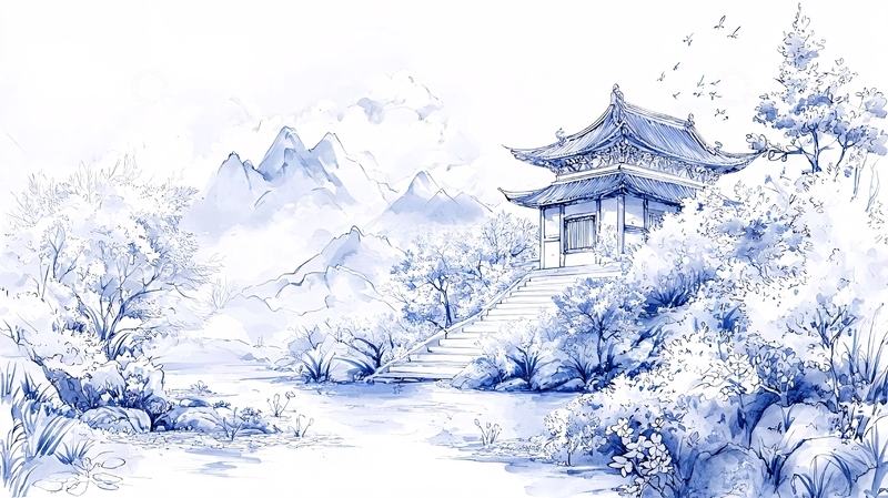 高清大图下载【趣麦麦图】水墨画风的雪景山水