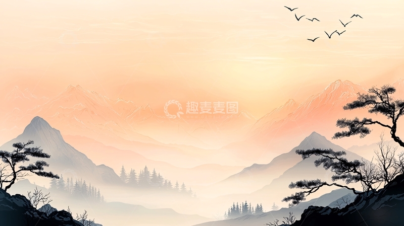 高清大图下载【趣麦麦图】水墨山水意境背景图