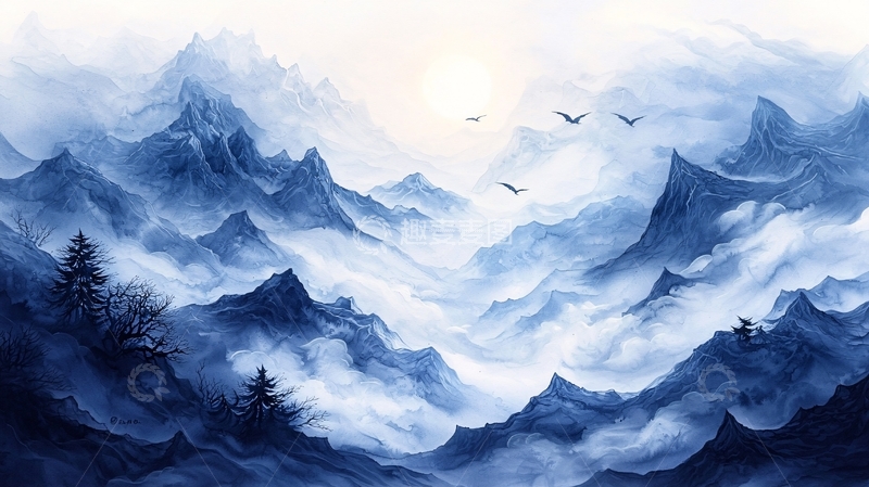 高清大图下载【趣麦麦图】水墨山水画意境