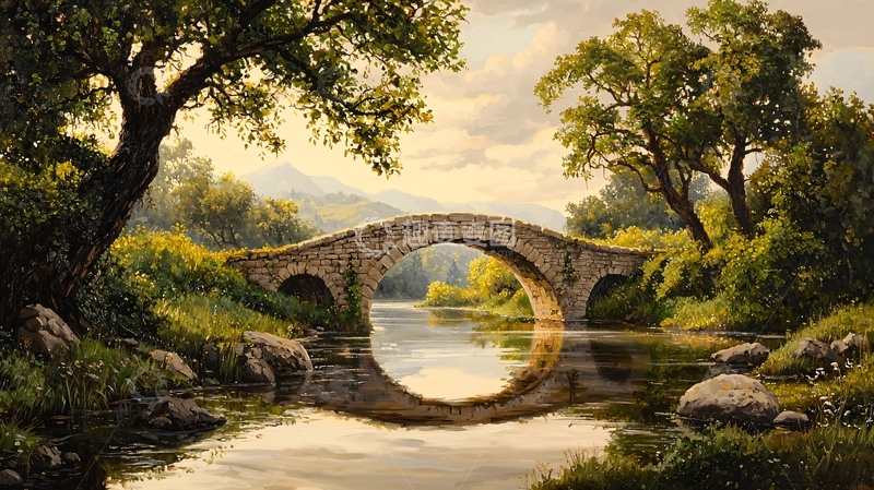 高清大图下载【趣麦麦图】绿树葱茏的拱桥