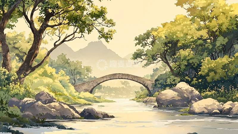 高清大图下载【趣麦麦图】山水田园风格风景画