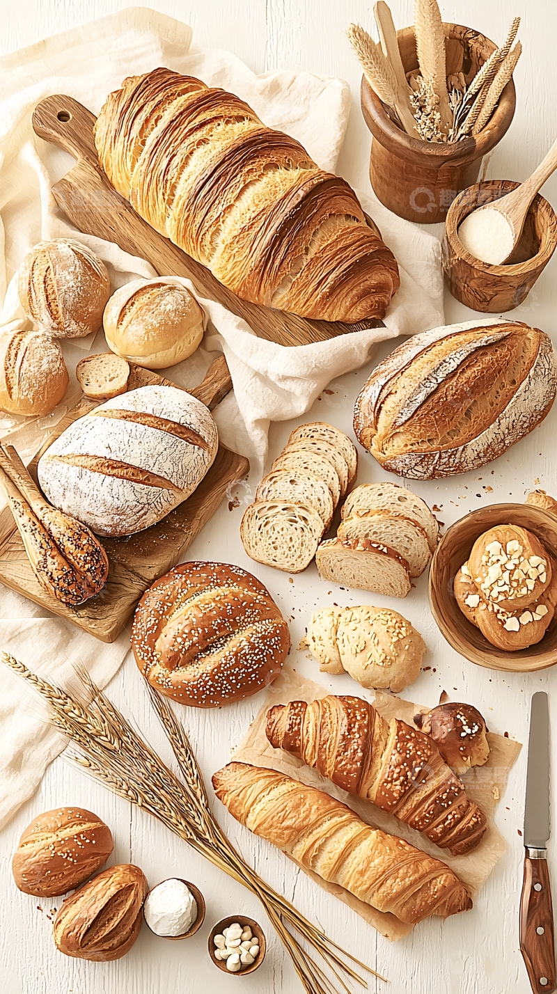 高清大图下载【趣麦麦图】多种面包静物摆拍