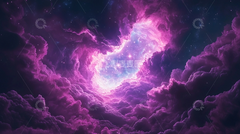 高清大图下载【趣麦麦图】紫色星云宇宙景象