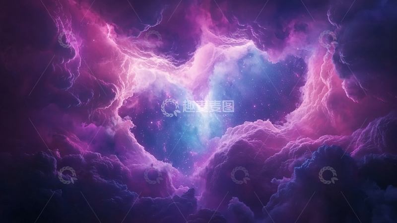 高清大图下载【趣麦麦图】紫色星云之心形状
