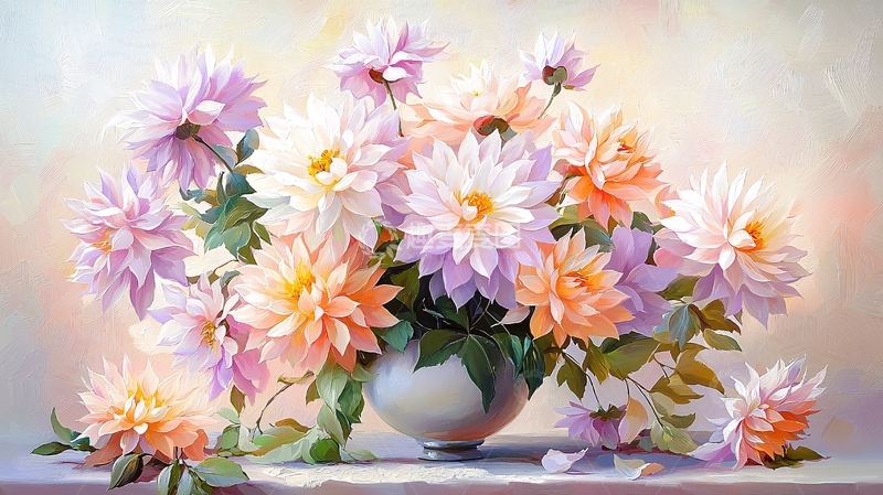 高清大图下载【趣麦麦图】淡雅色彩的花卉静物