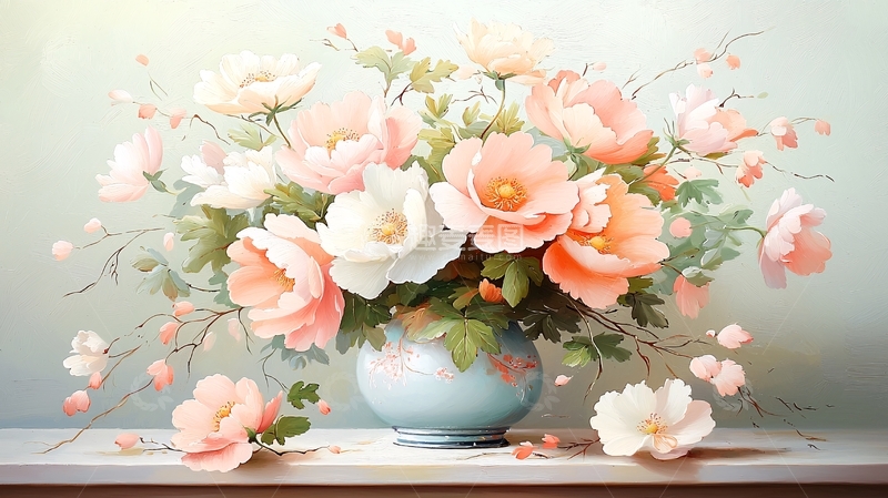 高清大图下载【趣麦麦图】淡雅花瓶鲜花摆设