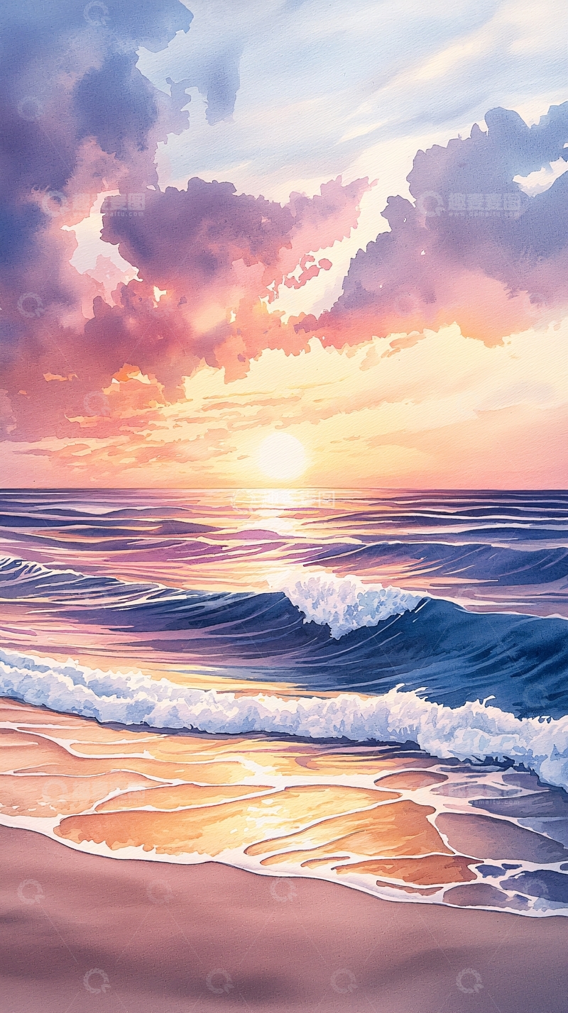 高清大图下载【趣麦麦图】浪漫海边日落