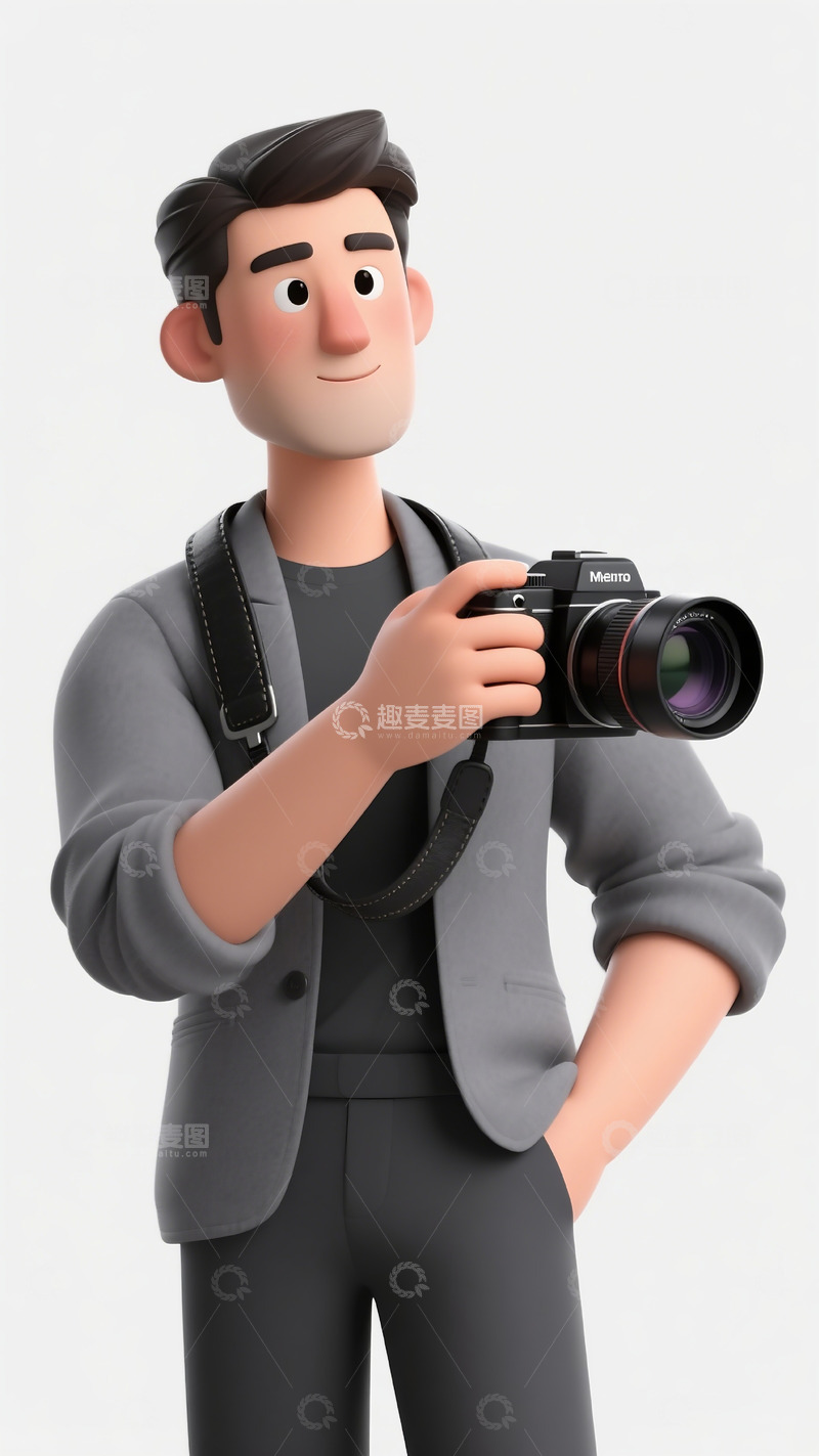 高清大图下载【趣麦麦图】3D摄像师IP形象