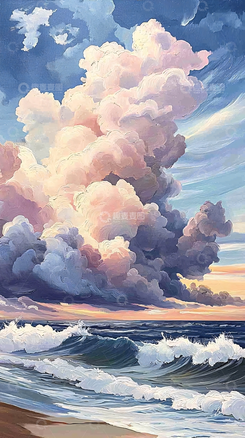 高清大图下载【趣麦麦图】壮观海边云彩风景画