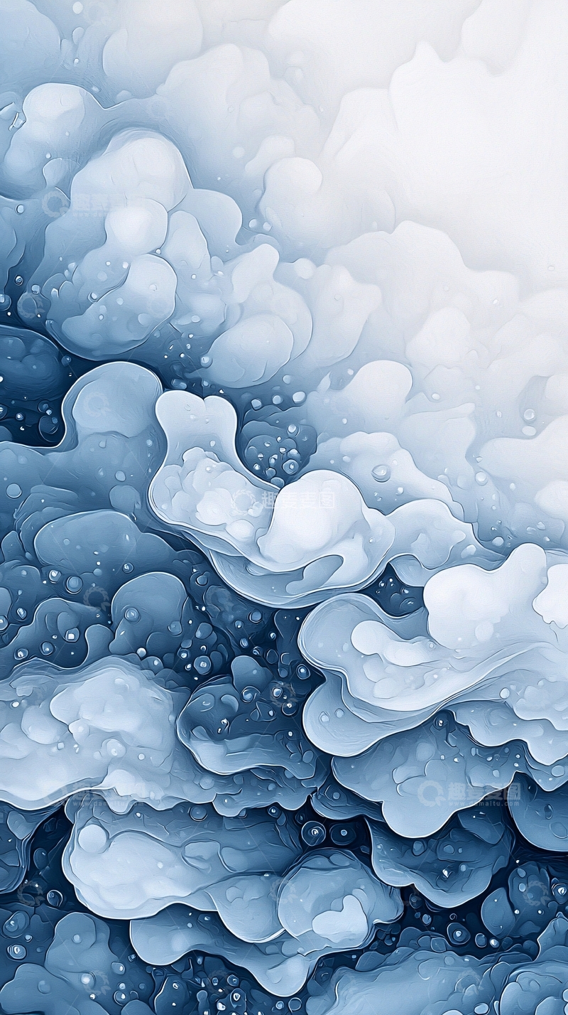 高清大图下载【趣麦麦图】水墨风格的蓝色云朵