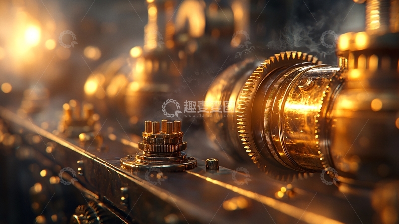 高清大图下载【趣麦麦图】金色机械零件精密结构