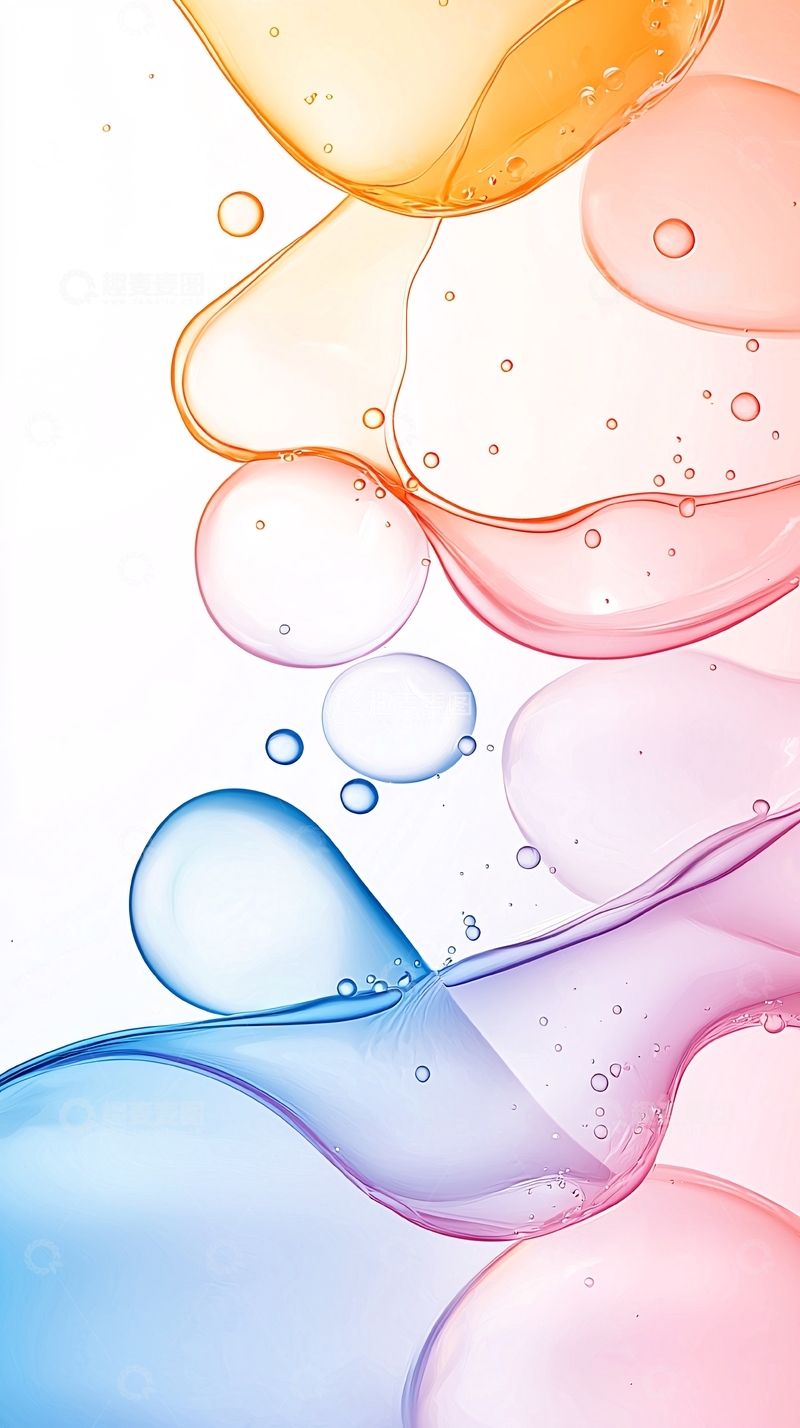 高清大图下载【趣麦麦图】彩色透明泡泡漂浮