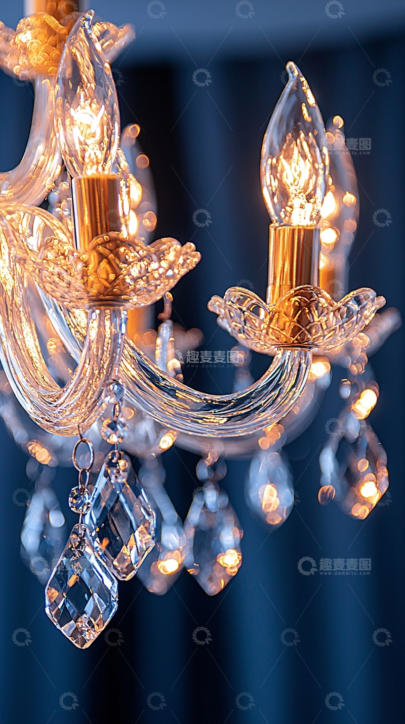 高清大图下载【趣麦麦图】精美水晶吊灯特写