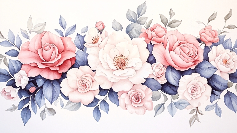 高清大图下载【趣麦麦图】粉色和白色玫瑰花簇