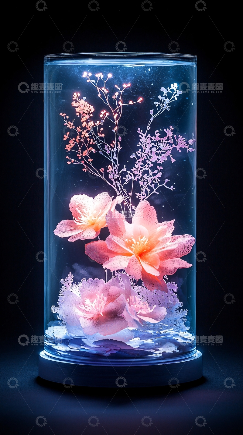 高清大图下载【趣麦麦图】玻璃罩里的花