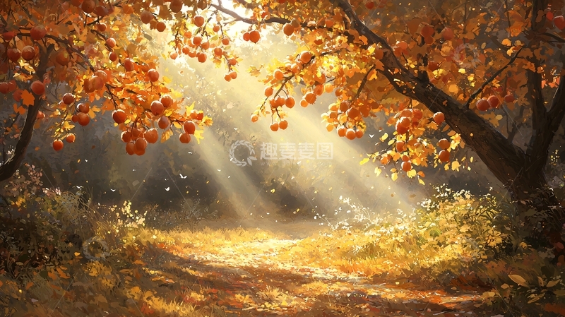 高清大图下载【趣麦麦图】秋日阳光穿透树林