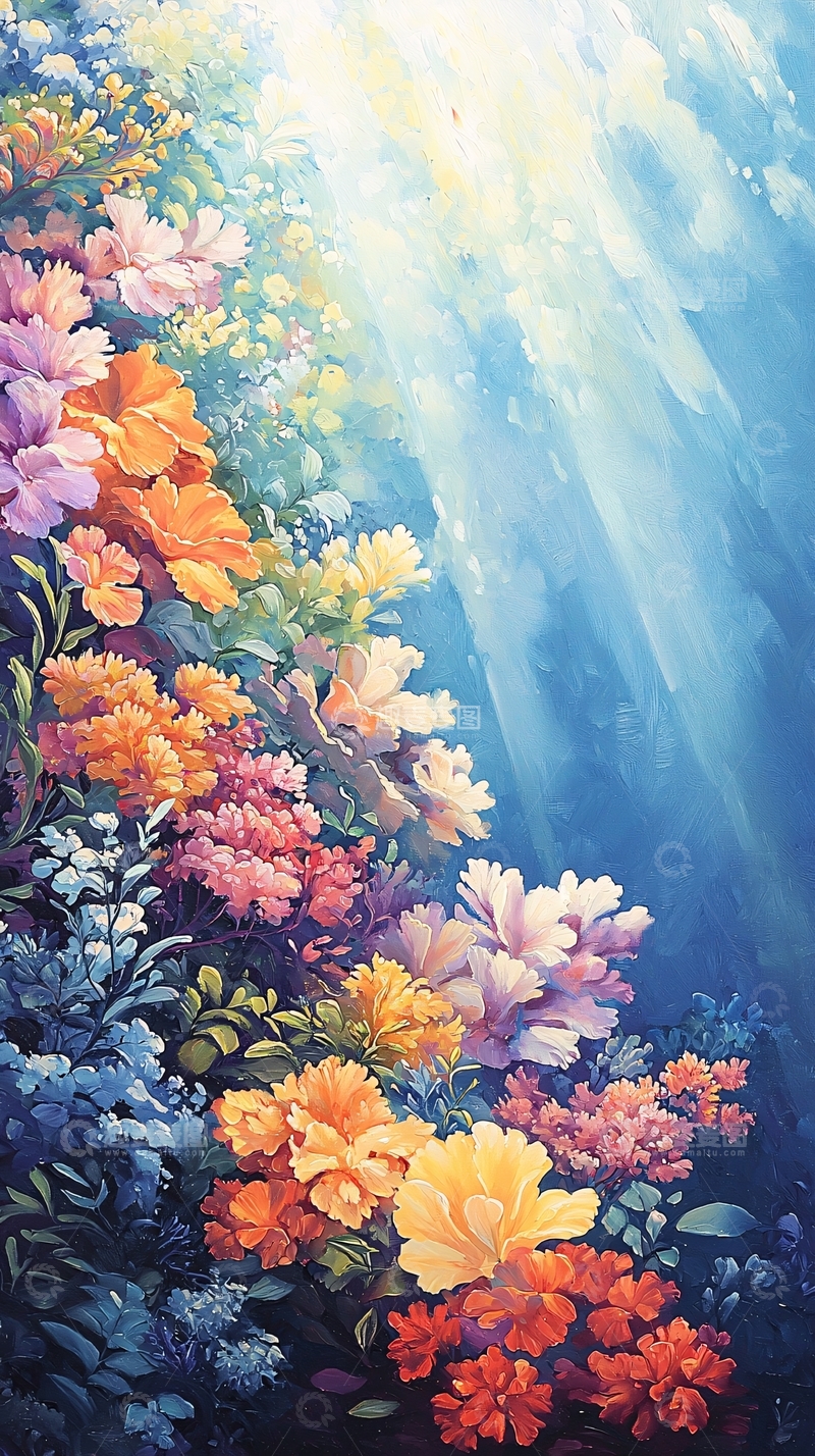 高清大图下载【趣麦麦图】色彩鲜艳的花朵在光线下