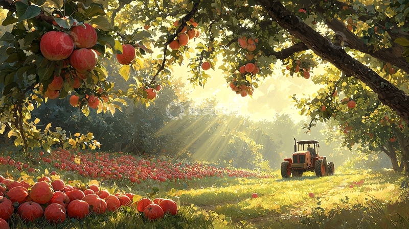 高清大图下载【趣麦麦图】阳光下的苹果园