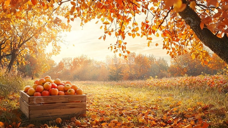 高清大图下载【趣麦麦图】秋季果园丰收的景象