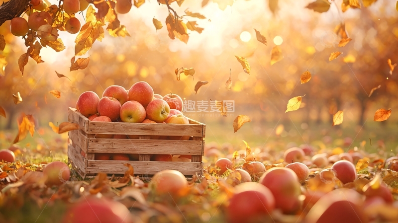 高清大图下载【趣麦麦图】秋日阳光下的苹果丰收