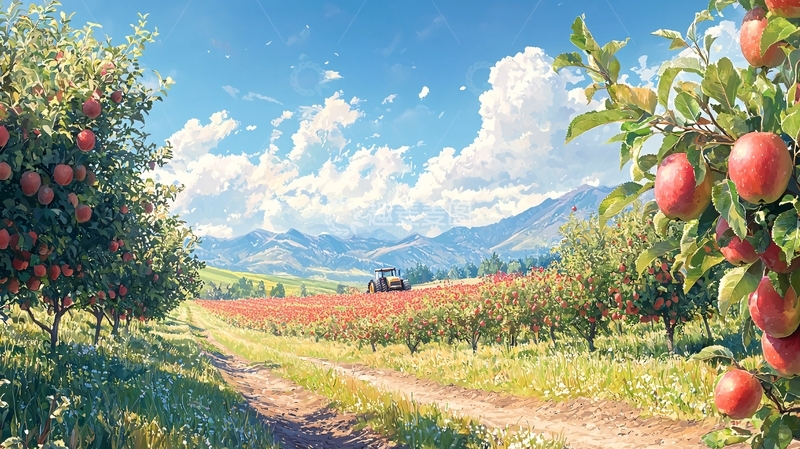 高清大图下载【趣麦麦图】苹果园风景如画