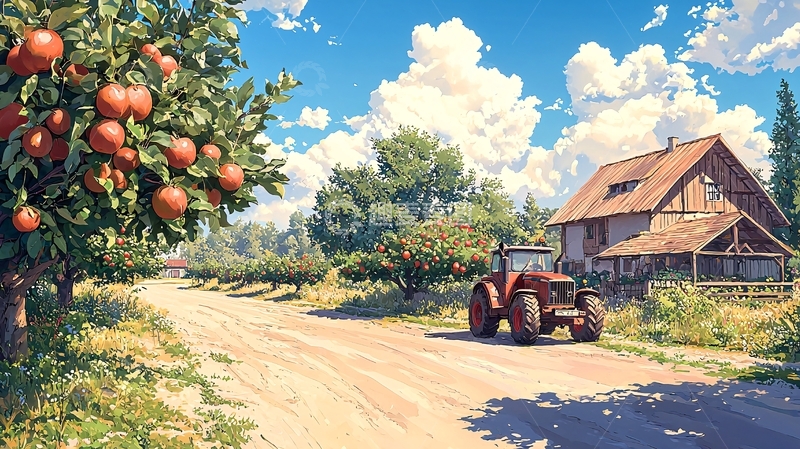 高清大图下载【趣麦麦图】乡村果园阳光明媚