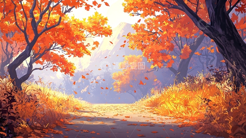 高清大图下载【趣麦麦图】秋日森林落叶美景