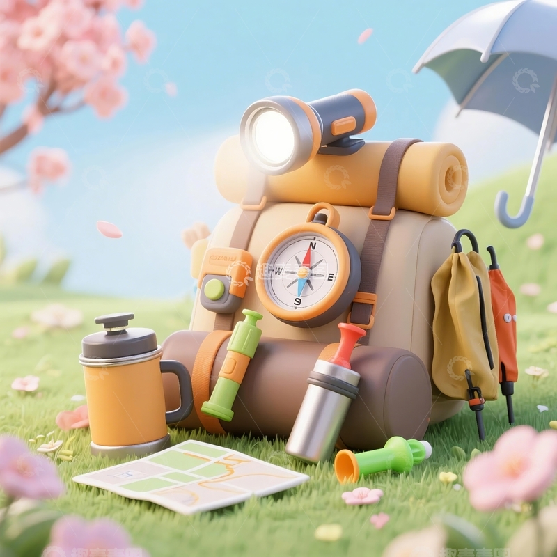 高清大图下载【趣麦麦图】3d旅行露营装备元素12