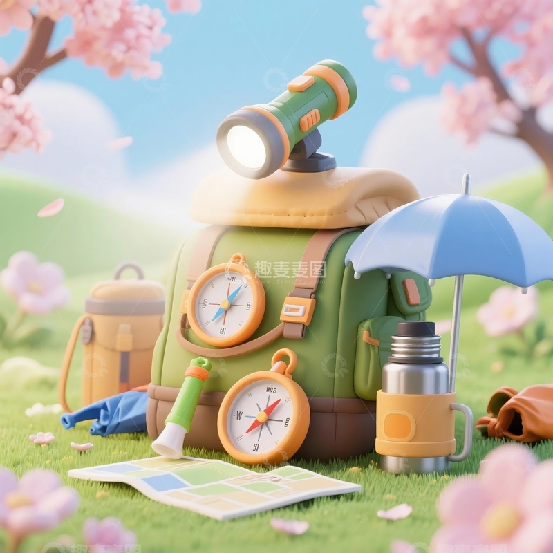 高清大图下载【趣麦麦图】3d旅行露营装备元素13