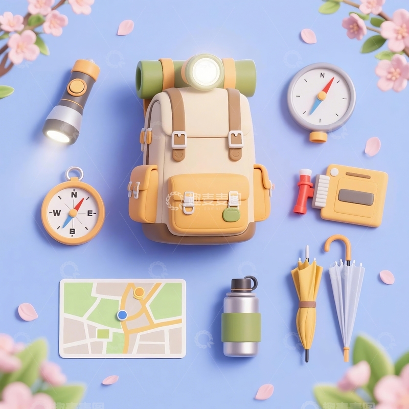 高清大图下载【趣麦麦图】3d旅行露营装备元素10