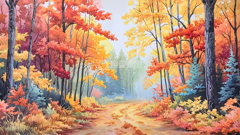 高清大图下载【趣麦麦图】秋季色彩缤纷的森林