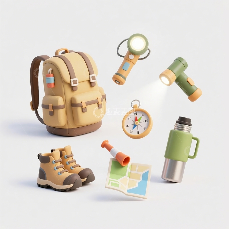 高清大图下载【趣麦麦图】3d旅行露营装备元素8