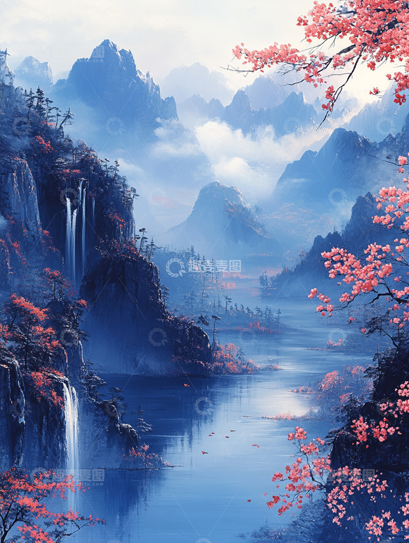 高清大图下载【趣麦麦图】国风插画背景素材55