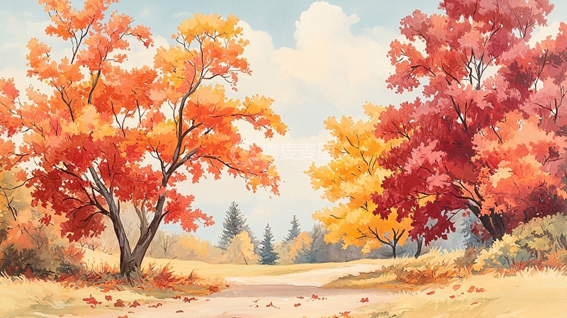 高清大图下载【趣麦麦图】秋季色彩斑斓的树