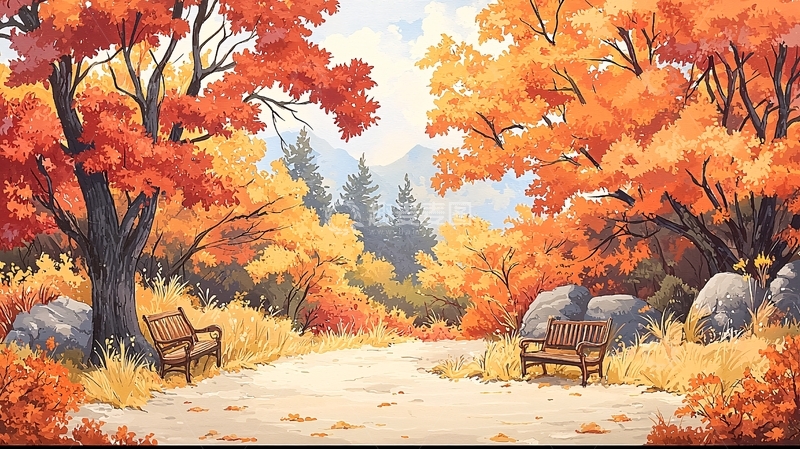 高清大图下载【趣麦麦图】秋日暖阳下的公园